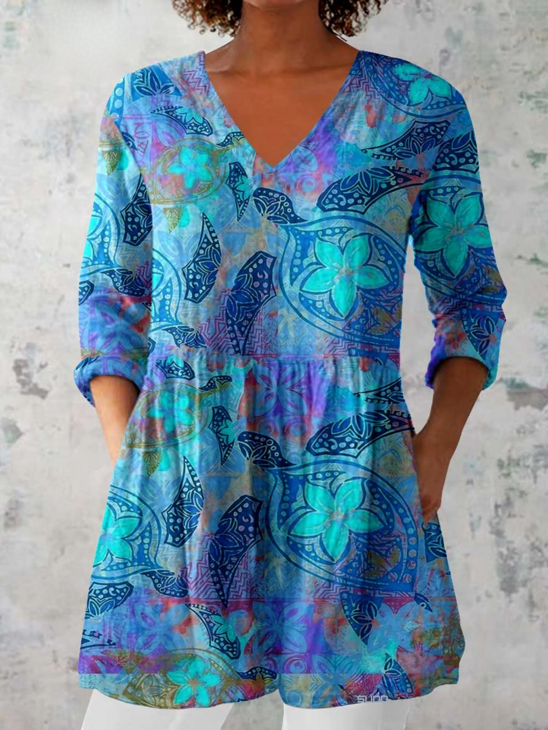 Juliette™ | Soft Blue V-Neck Blouse