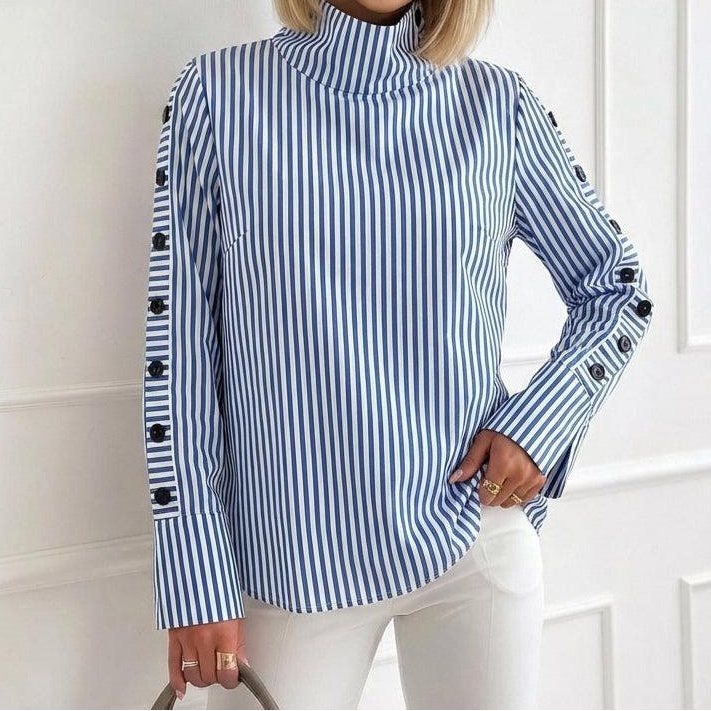 Sienna™ | Striped High Neck Top