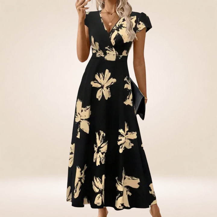 ZOELLA™ – Elegant Summer Printed Short Sleeve Maxi Dress