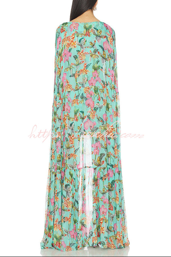 Isabella™ | Flowing Floral Cape Maxi Dress