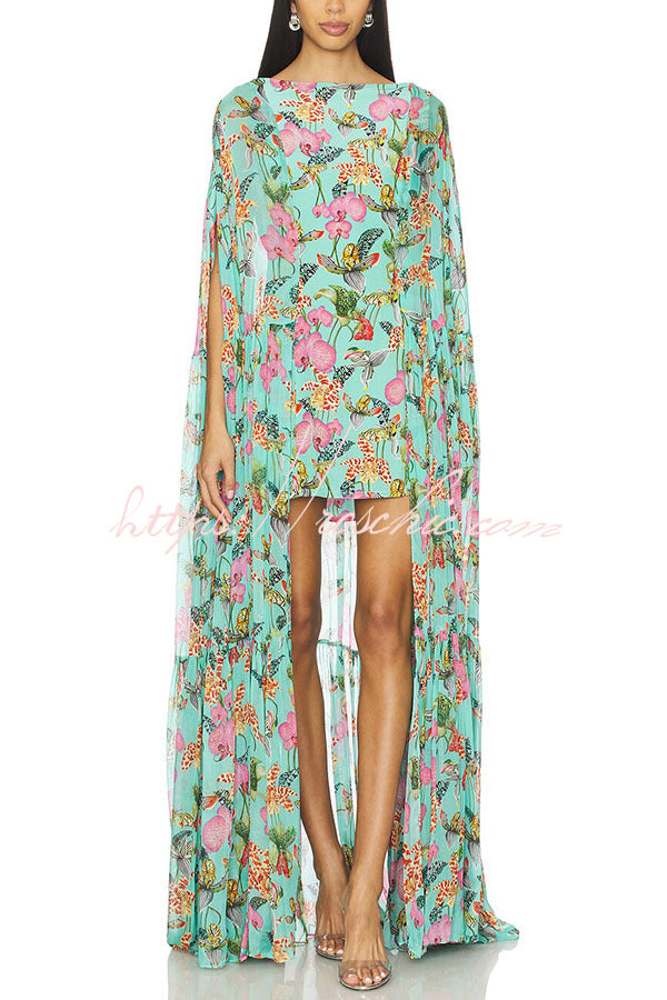 Isabella™ | Flowing Floral Cape Maxi Dress