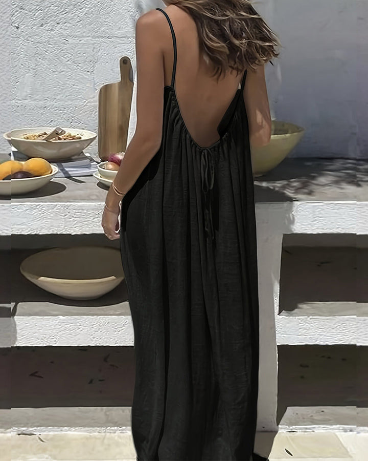 Women's Solid Colour Backless Cami Dress
