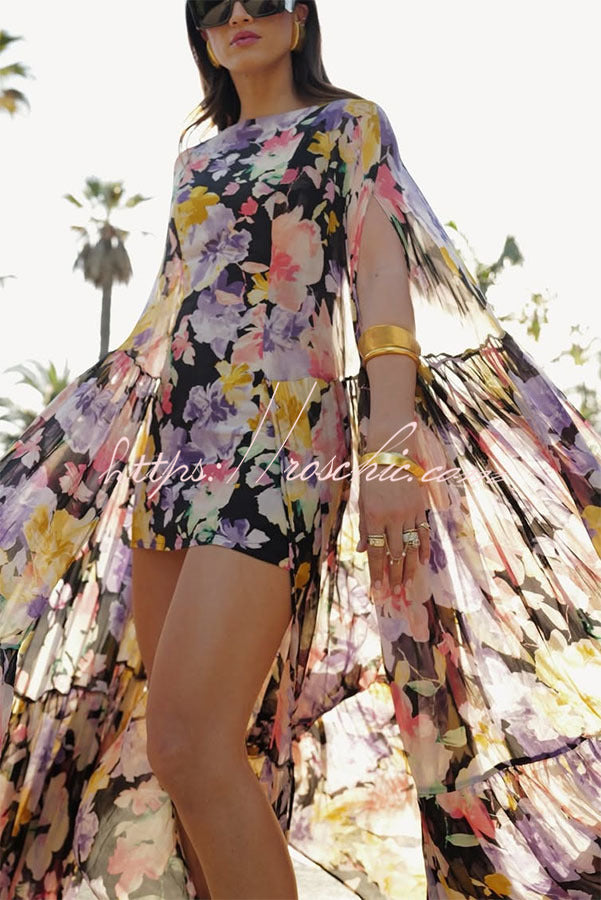 Isabella™ | Flowing Floral Cape Maxi Dress
