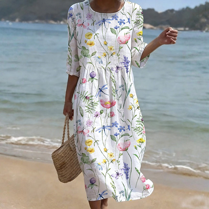 Lena™ | Floral Print Midi Dress
