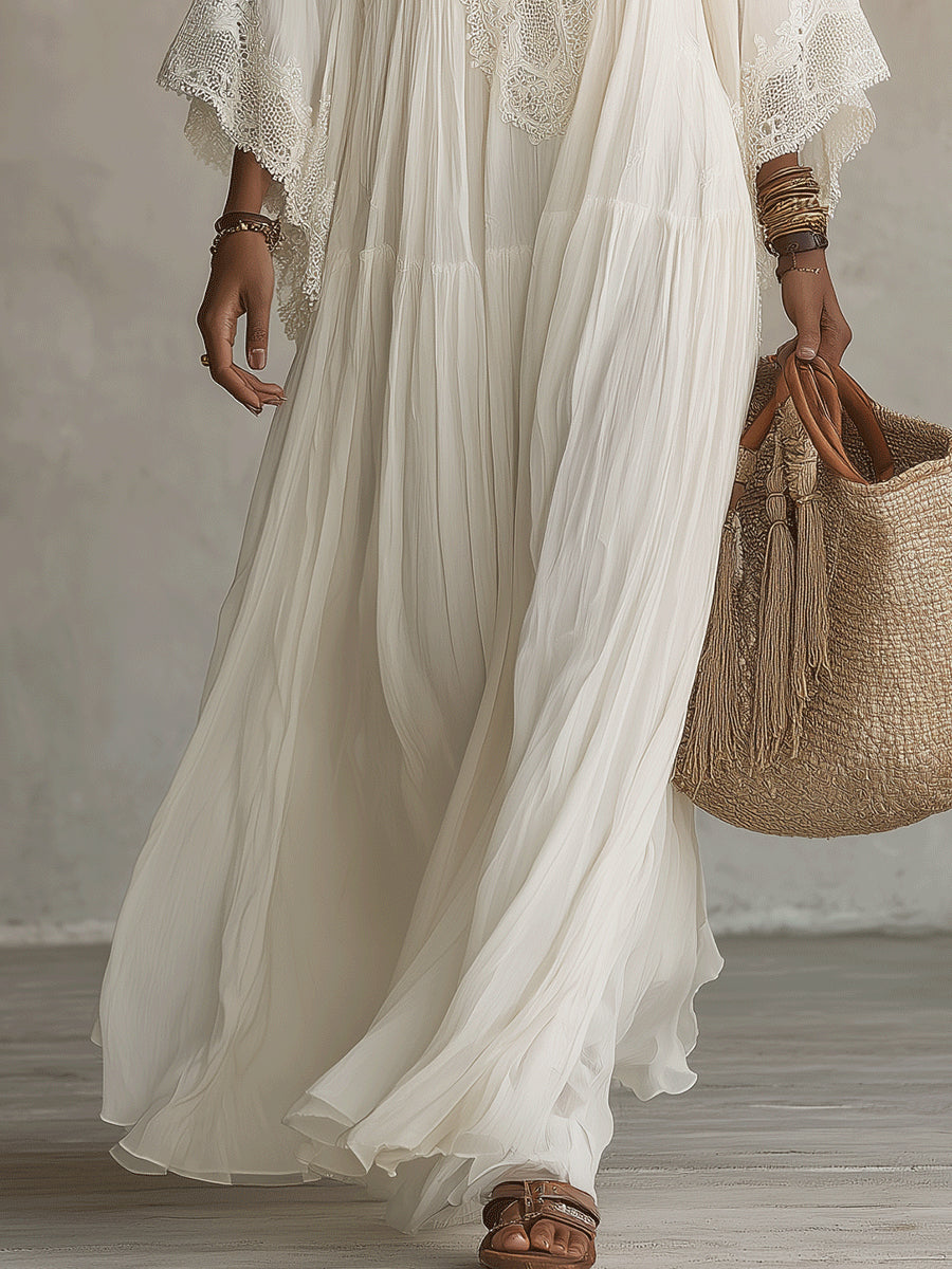 CELESTE ivory chiffon maxi dress lifestyle 4