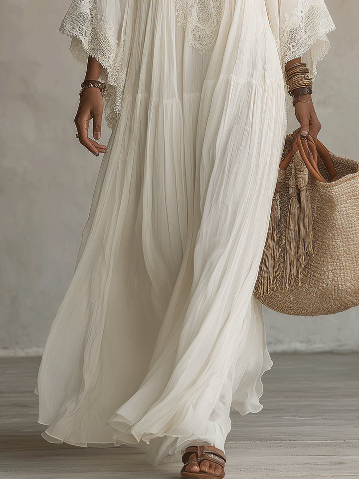 CELESTE ivory chiffon maxi dress lifestyle 4