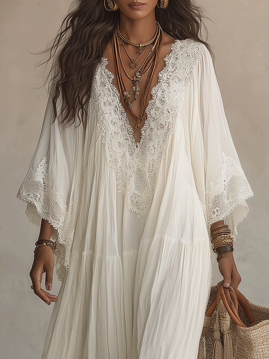 CELESTE ivory chiffon maxi dress lifestyle 3