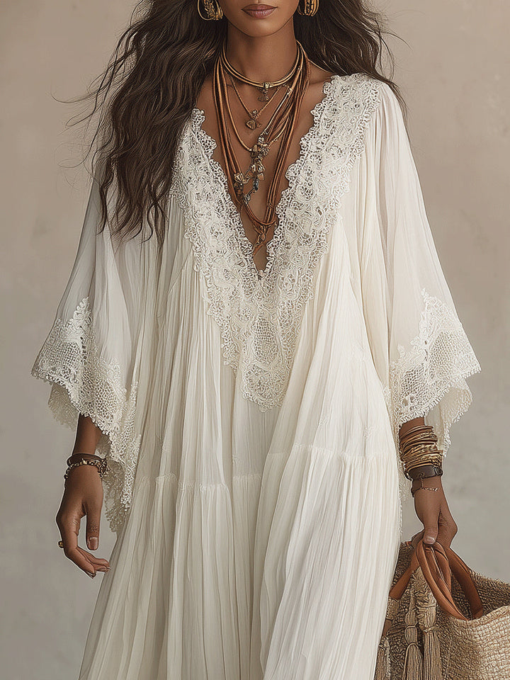 CELESTE ivory chiffon maxi dress lifestyle 3