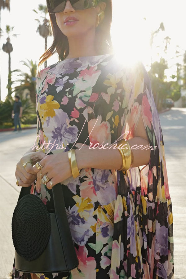 Isabella™ | Flowing Floral Cape Maxi Dress