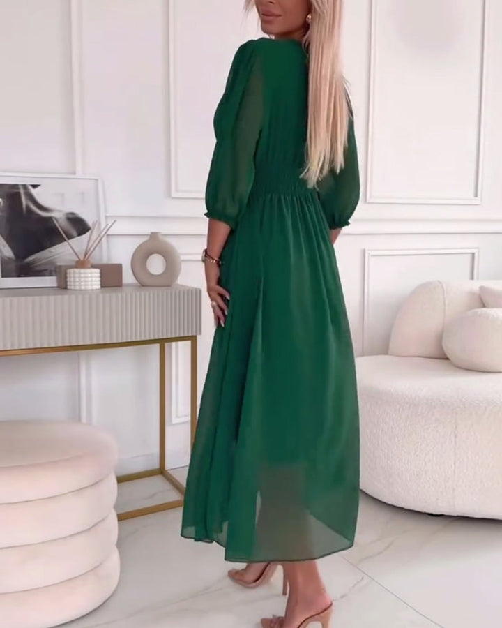 Vera™ | V-Neck Ruched Midi Dress