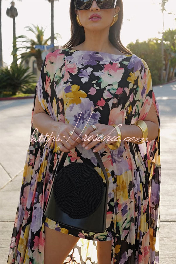 Isabella™ | Flowing Floral Cape Maxi Dress
