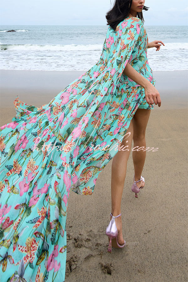 Isabella™ | Flowing Floral Cape Maxi Dress