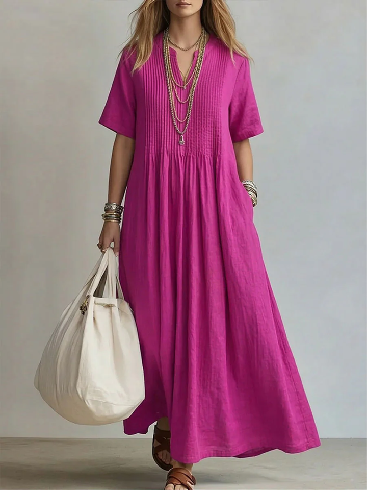 LIVIA pintuck maxi dress pink