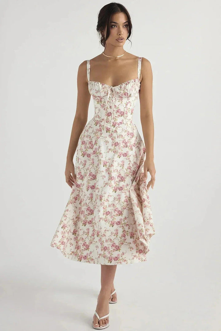 Linsay™ | Flattering Floral Midi Dress