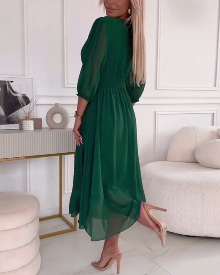 Vera™ | V-Neck Ruched Midi Dress