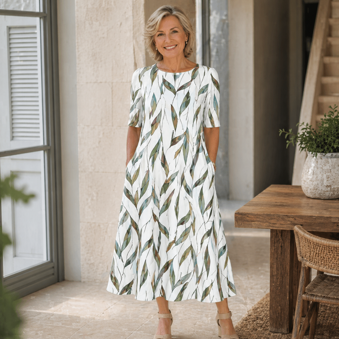 Sarah™ | Floral Midi Dress with Pockets