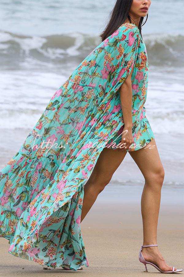 Isabella™ | Flowing Floral Cape Maxi Dress