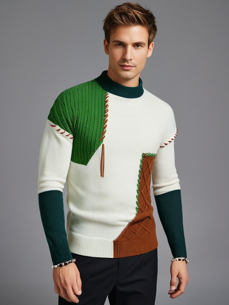 Ian - Elegant Block Knit Jumper
