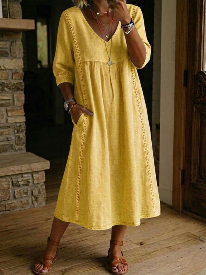 Flora Soft-Weave Floral Dress - Yellow
