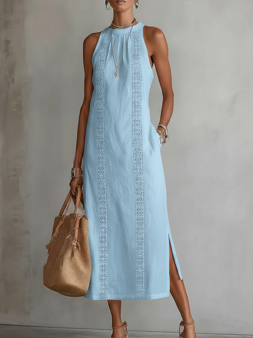 Lorna Sleeveless Midi Dress - Blue
