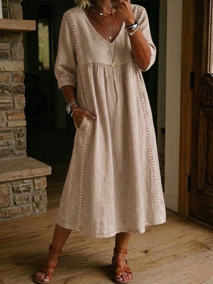 Flora Soft-Weave Floral Dress - Sand