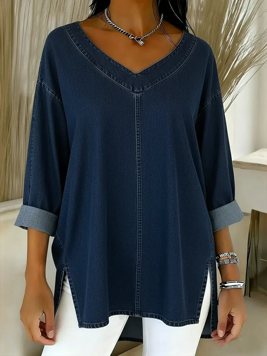 Jenelyn Denim Shirt - Navy Blue