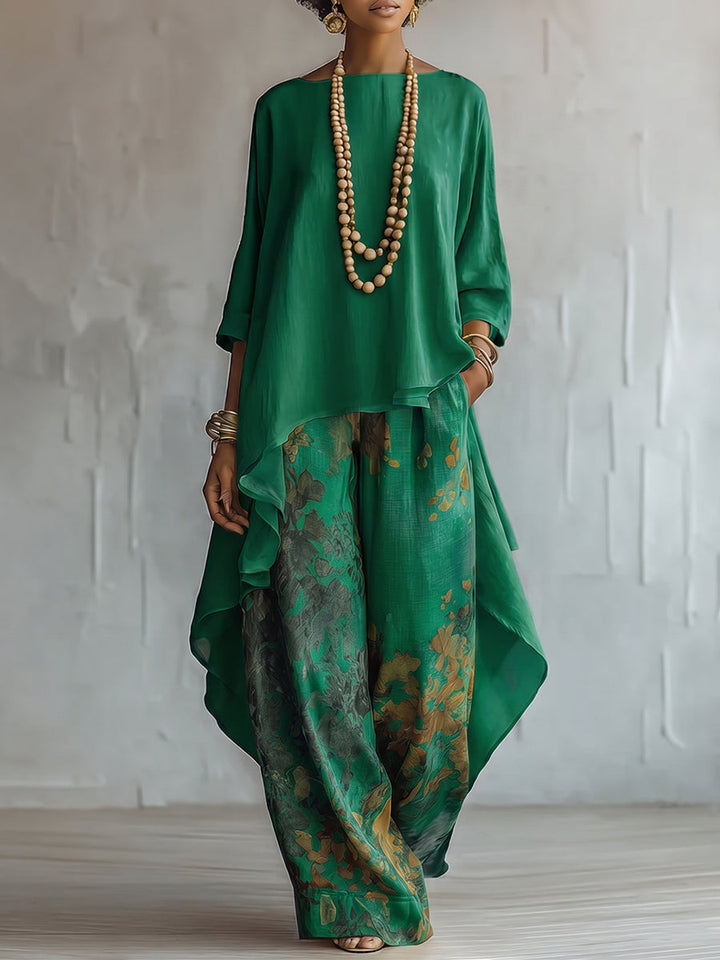 FIORELLA floral boho co-ord set green