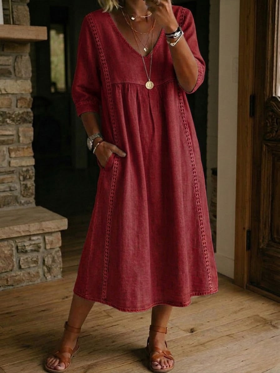 Flora Soft-Weave Floral Dress - Red