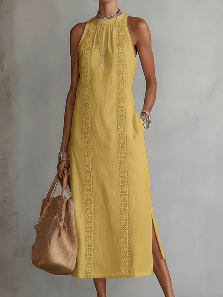 Lorna Sleeveless Midi Dress - Yellow
