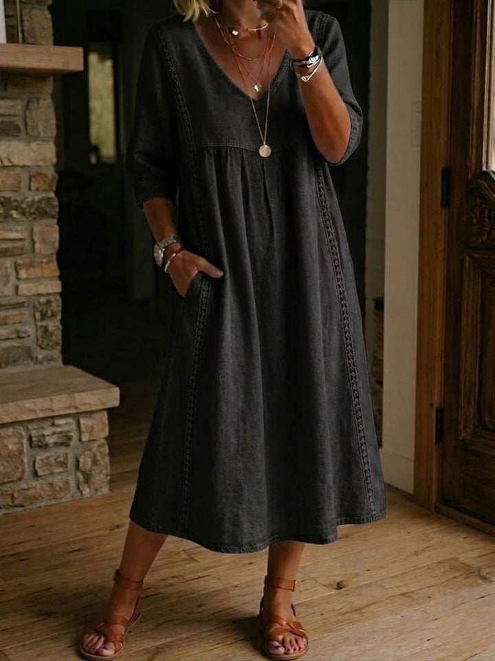 Flora Soft-Weave Floral Dress - Black