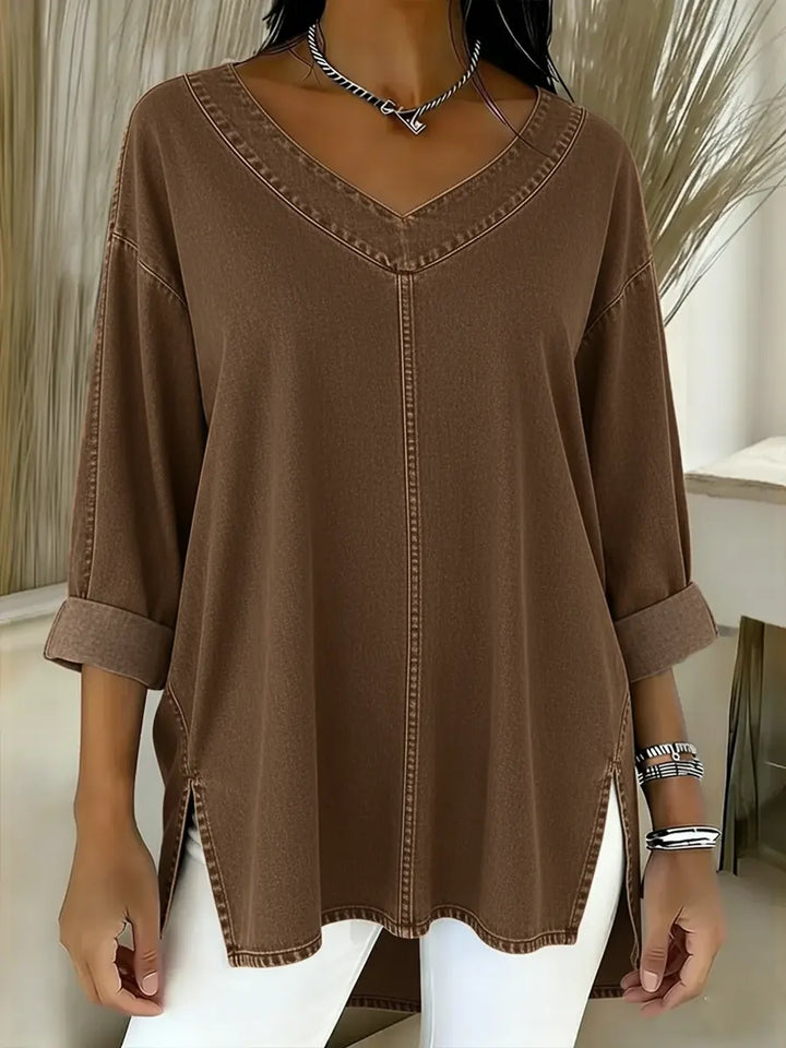 Jenelyn Denim Shirt - Brown