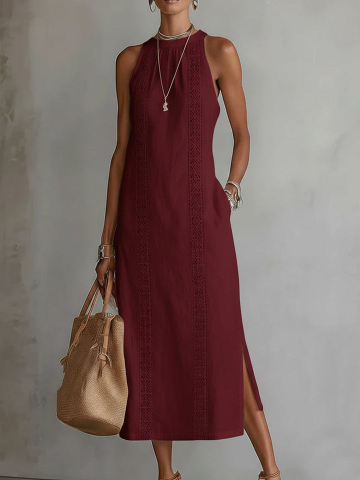 Lorna Sleeveless Midi Dress - Red